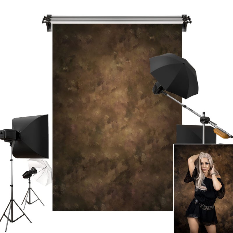 Kate 5x7ft/1.5m(W) x2.2m(H) Brown Photography Backdrop Portrait Abstract Texture Fabric Backgrounds Photo Studio Props - Image 1